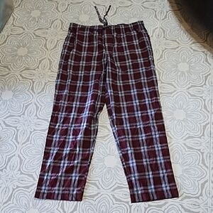 Men's Plaid Lounge Pants Stafford Sz L Thin Lightweight Material Elastic Waist